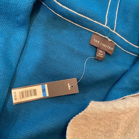 NWT The Limited Gray Turquoise Knit Wrap Front Hooded Belted Cardigan Size XL - Picture 12 of 12